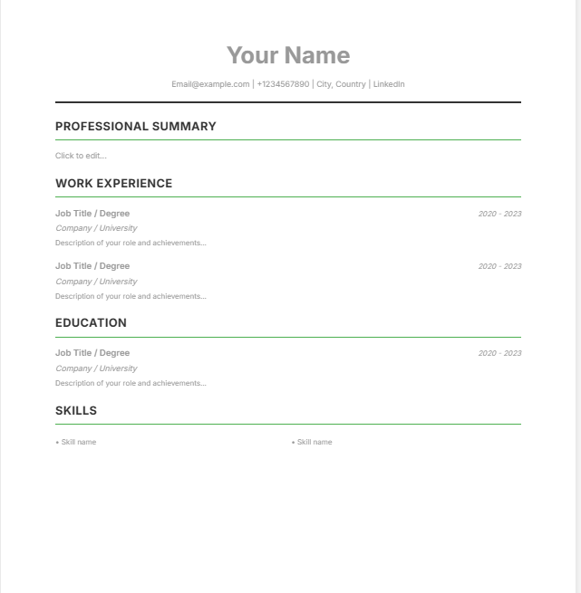Resume Template 1